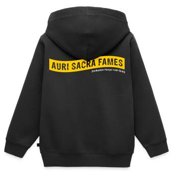 Auri sacra fames (lateinisch) >Vectorgraphic - Kinder Premium Organic Zip Hoodie - Schwarz - Hinten - AI Model Kid Male (0cm)