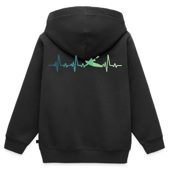 Kanu-Kajak-Heartbeat-Kanu - Kinder Premium Organic Zip Hoodie - Schwarz - Hinten - AI Model Kid Male (0cm)