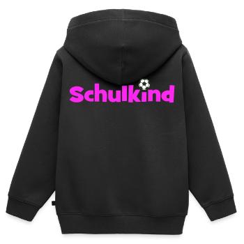 Schulkind Fußball Pink Einschulung 2026 - Kinder Premium Organic Zip Hoodie - Schwarz - Hinten - AI Model Kid Male (0cm)