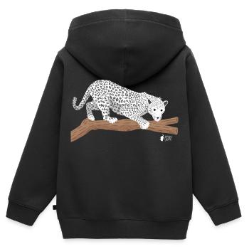 Schneeleopard - Kinder Premium Organic Zip Hoodie - Schwarz - Hinten - AI Model Kid Male (0cm)