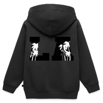 LA Palmen Los Angeles - Kinder Premium Organic Zip Hoodie - Schwarz - Hinten - AI Model Kid Male (0cm)