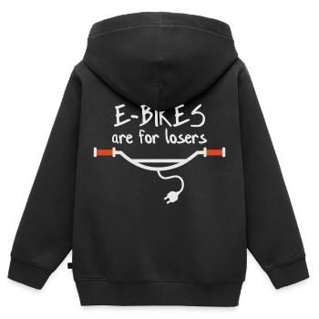 Les vélos électriques sont pour les perdants - Sweat Premium à capuche zippé enfant bio - noir - Dos - AI Model Kid Male (0cm)