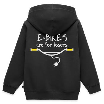 Les vélos électriques sont pour les perdants - Sweat Premium à capuche zippé enfant bio - noir - Dos - AI Model Kid Male (0cm)
