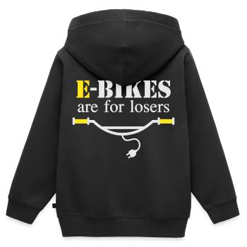 Les vélos électriques sont pour les perdants - Sweat Premium à capuche zippé enfant bio - noir - Dos - AI Model Kid Male (0cm)