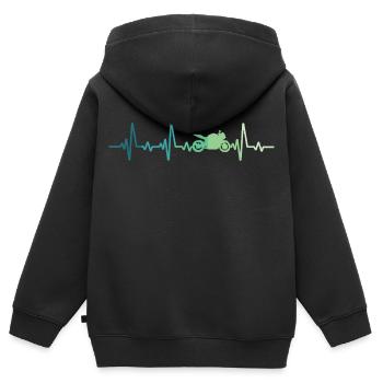 Motorrad-Motorrad-Herzschlag-Motorrad - Kinder Premium Organic Zip Hoodie - Schwarz - Hinten - AI Model Kid Male (0cm)