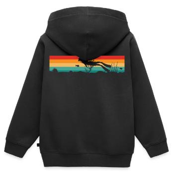 Plongeur Plongeur - Sweat Premium à capuche zippé enfant bio - noir - Dos - AI Model Kid Male (0cm)