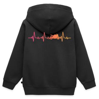 Motorrad-Biker Sunsetheartbeat-Motorrad - Kinder Premium Organic Zip Hoodie - Schwarz - Hinten - AI Model Kid Male (0cm)