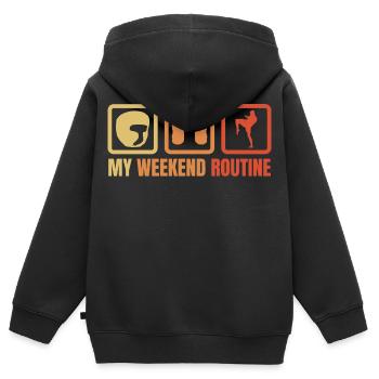Week-end Kickboxer - Sweat Premium à capuche zippé enfant bio - noir - Dos - AI Model Kid Male (0cm)