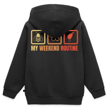 Week-end de l’apiculteur - Sweat Premium à capuche zippé enfant bio - noir - Dos - AI Model Kid Male (0cm)