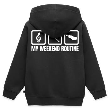 Week-end des violonistes - Sweat Premium à capuche zippé enfant bio - noir - Dos - AI Model Kid Male (0cm)