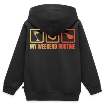 Ma routine du week-end - Sweat Premium à capuche zippé enfant bio - noir - Dos - AI Model Kid Male (0cm)