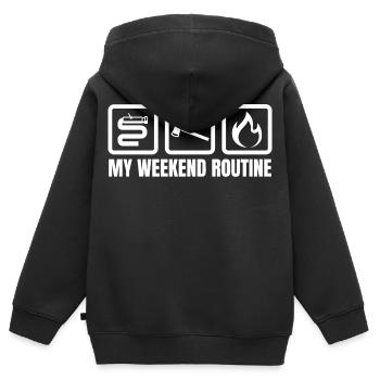 Brigade de pompiers de routine du week-end - Sweat Premium à capuche zippé enfant bio - noir - Dos - AI Model Kid Male (0cm)