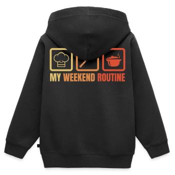 Cuisine du week-end - Sweat Premium à capuche zippé enfant bio - noir - Dos - AI Model Kid Male (0cm)