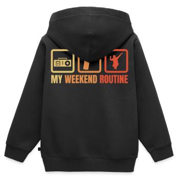 Break Dancer Wochenendroutine - Kinder Premium Organic Zip Hoodie - Schwarz - Hinten - AI Model Kid Male (0cm)