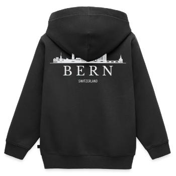 Silhouette de Berne, Berne Suisse - Sweat Premium à capuche zippé enfant bio - noir - Dos - AI Model Kid Male (0cm)