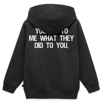 Tu m’as fait ce qu’ils t’ont fait - Sweat Premium à capuche zippé enfant bio - noir - Dos - AI Model Kid Male (0cm)