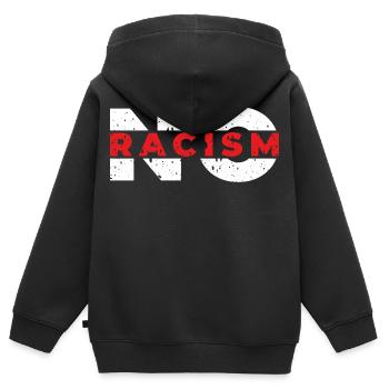 Pas de racisme - Sweat Premium à capuche zippé enfant bio - noir - Dos - AI Model Kid Male (0cm)