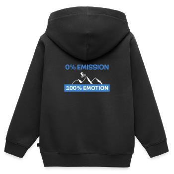 0% d’émission 100% d’émotion - Sweat Premium à capuche zippé enfant bio - noir - Dos - AI Model Kid Male (0cm)