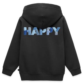 HAPPY Denim Patchwork neuer Trend - Kinder Premium Organic Zip Hoodie - Schwarz - Hinten - AI Model Kid Male (0cm)