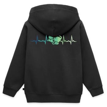 Boxe cadeau boxe battement de coeur arts martiaux - Sweat Premium à capuche zippé enfant bio - noir - Dos - AI Model Kid Male (0cm)