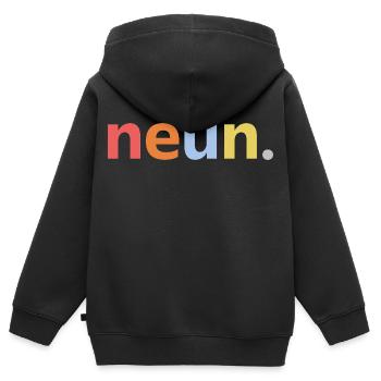 9e anniversaire de 9e anniversaire de garçon 99 ans - Sweat Premium à capuche zippé enfant bio - noir - Dos - AI Model Kid Male (0cm)