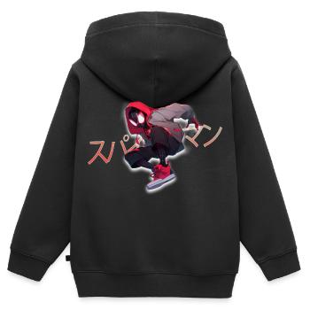 Japan Style Comic FIgure - Kids Premium Organic Zip-up Hoodie - black - Back - AI Model Kid Male (0cm)