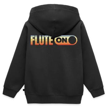 Flûte sur flûte - Sweat Premium à capuche zippé enfant bio - noir - Dos - AI Model Kid Male (0cm)