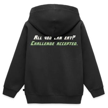 Challange Accepté - Sweat Premium à capuche zippé enfant bio - noir - Dos - AI Model Kid Male (0cm)