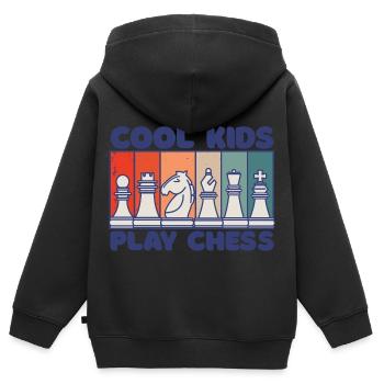 schachbrett schachbrett schachspieler Schach - Kinder Premium Organic Zip Hoodie - Schwarz - Hinten - AI Model Kid Male (0cm)