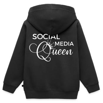 Social Media Queen - Sweat Premium à capuche zippé enfant bio - noir - Dos - AI Model Kid Male (0cm)