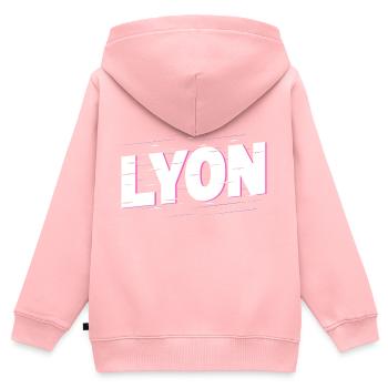 Lyon France Ville Ecriture Accueil Amour - Sweat Premium à capuche zippé enfant bio - rose - Dos - AI Model Kid Female (0cm)