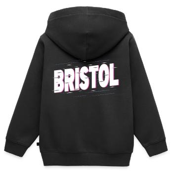 Bristol Angleterre UK City Writing Home Amour - Sweat Premium à capuche zippé enfant bio - noir - Dos - AI Model Kid Male (0cm)