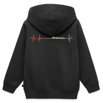 Vintage Ruderboot Pulsschlag - Kinder Premium Organic Zip Hoodie - Schwarz - Hinten - AI Model Kid Male (0cm)