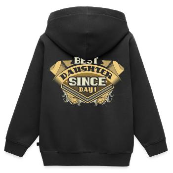 Cadeau fille fille - Sweat Premium à capuche zippé enfant bio - noir - Dos - AI Model Kid Male (0cm)