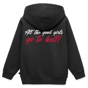 Toutes les bonnes filles vont en enfer Billie en disant une citation - Sweat Premium à capuche zippé enfant bio - noir - Dos - AI Model Kid Male (0cm)