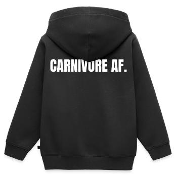 CARNIVORE | Carnivore T-Shirt | Bold Meat Lover - Kinder Premium Organic Zip Hoodie - Schwarz - Hinten - AI Model Kid Male (0cm)