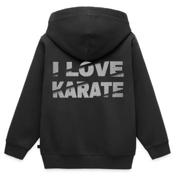 Karaté, Karatéka, arts martiaux, Combats, Sports - Sweat Premium à capuche zippé enfant bio - noir - Dos - AI Model Kid Male (0cm)