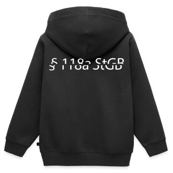 §118a StGB - Sweat Premium à capuche zippé enfant bio - noir - Dos - AI Model Kid Male (0cm)