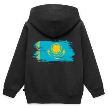 Drapeau du Kazakhstan - Sweat Premium à capuche zippé enfant bio - noir - Dos - AI Model Kid Male (0cm)
