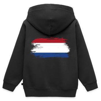 Pays-Bas Pavillon - Sweat Premium à capuche zippé enfant bio - noir - Dos - AI Model Kid Male (0cm)