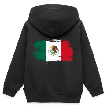 Drapeau mexique - Sweat Premium à capuche zippé enfant bio - noir - Dos - AI Model Kid Male (0cm)