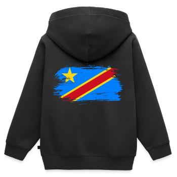 Kongo Flagge - Kinder Premium Organic Zip Hoodie - Schwarz - Hinten - AI Model Kid Male (0cm)