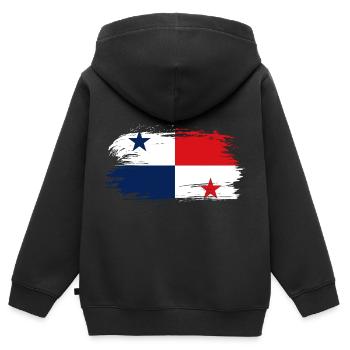 Drapeau panama - Sweat Premium à capuche zippé enfant bio - noir - Dos - AI Model Kid Male (0cm)