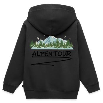 Wandern Alpen - Kinder Premium Organic Zip Hoodie - Schwarz - Hinten - AI Model Kid Male (0cm)