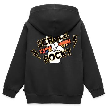 SCHULE ROCKT SCHÜLER EINSCHULUNG - Kinder Premium Organic Zip Hoodie - Schwarz - Hinten - AI Model Kid Male (0cm)