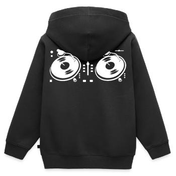 DJ Turntable - Kinder Premium Organic Zip Hoodie - Schwarz - Hinten - AI Model Kid Male (0cm)