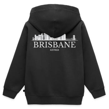 Brisbane Skyline, Brisbane Australie - Sweat Premium à capuche zippé enfant bio - noir - Dos - AI Model Kid Male (0cm)