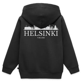Helsinki Skyline, Helsinki, Finlande - Sweat Premium à capuche zippé enfant bio - noir - Dos - AI Model Kid Male (0cm)