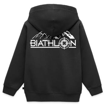 Biathlon - Kinder Premium Organic Zip Hoodie - Schwarz - Hinten - AI Model Kid Male (0cm)