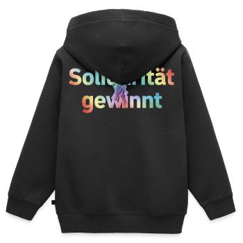 Solidarität gewinnt Statement Pride Fans LGBTQ - Kinder Premium Organic Zip Hoodie - Schwarz - Hinten - AI Model Kid Male (0cm)